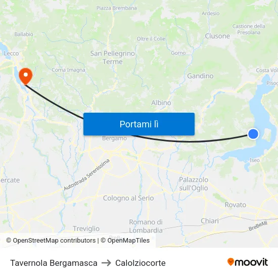 Tavernola Bergamasca to Calolziocorte map