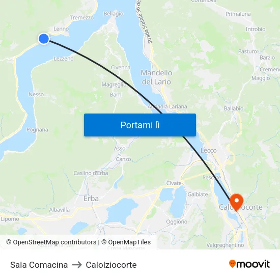 Sala Comacina to Calolziocorte map