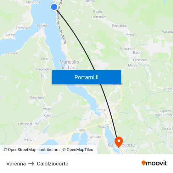 Varenna to Calolziocorte map
