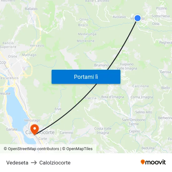 Vedeseta to Calolziocorte map