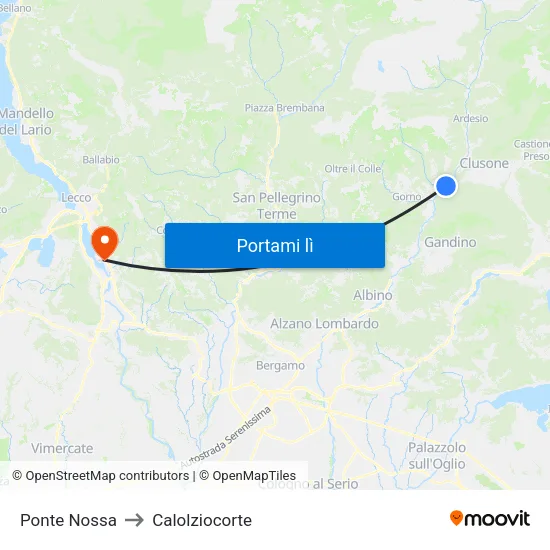Ponte Nossa to Calolziocorte map