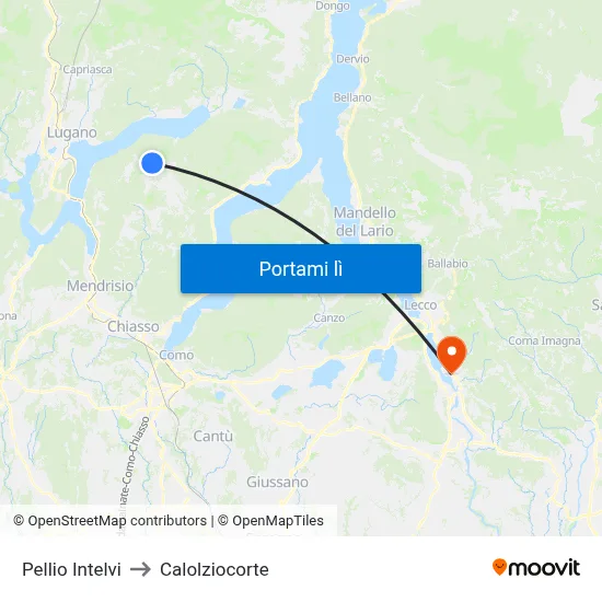Pellio Intelvi to Calolziocorte map