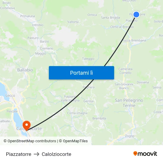 Piazzatorre to Calolziocorte map