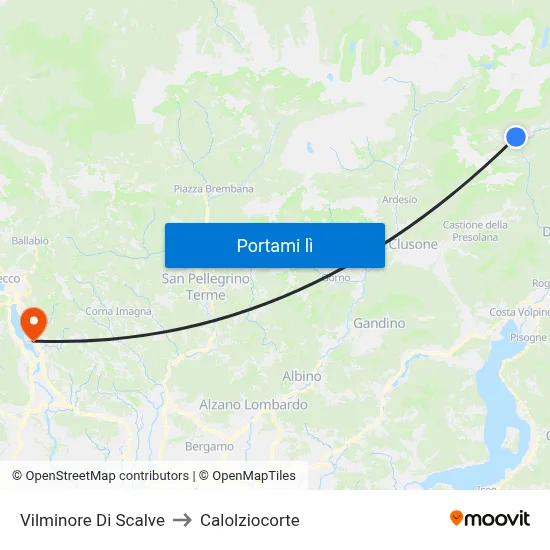 Vilminore Di Scalve to Calolziocorte map