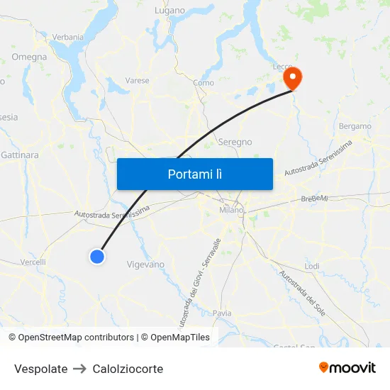 Vespolate to Calolziocorte map