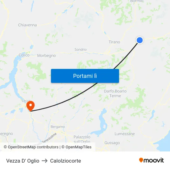 Vezza D' Oglio to Calolziocorte map
