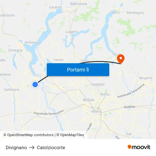 Divignano to Calolziocorte map