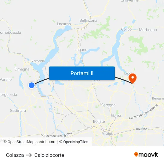 Colazza to Calolziocorte map