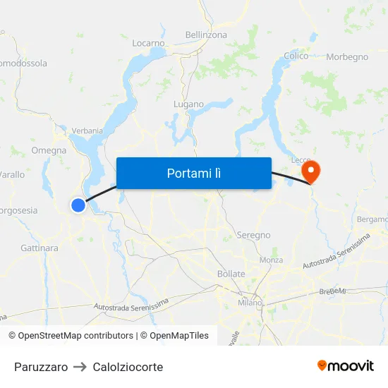 Paruzzaro to Calolziocorte map