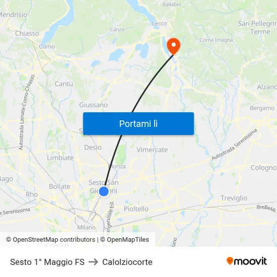 Sesto 1° Maggio FS to Calolziocorte map