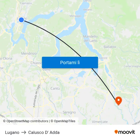 Lugano to Calusco D' Adda map