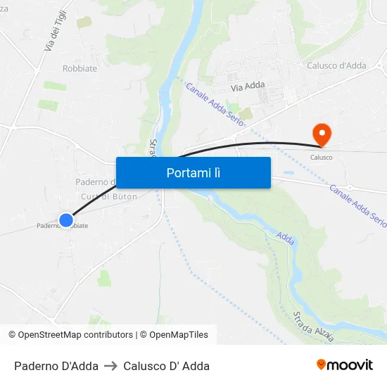 Paderno D'Adda to Calusco D' Adda map