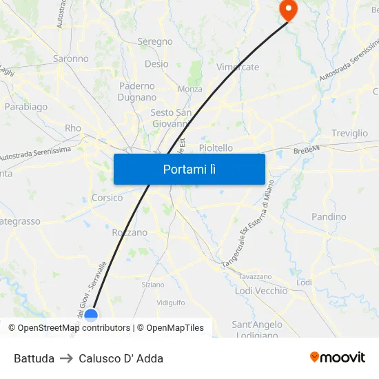 Battuda to Calusco D' Adda map
