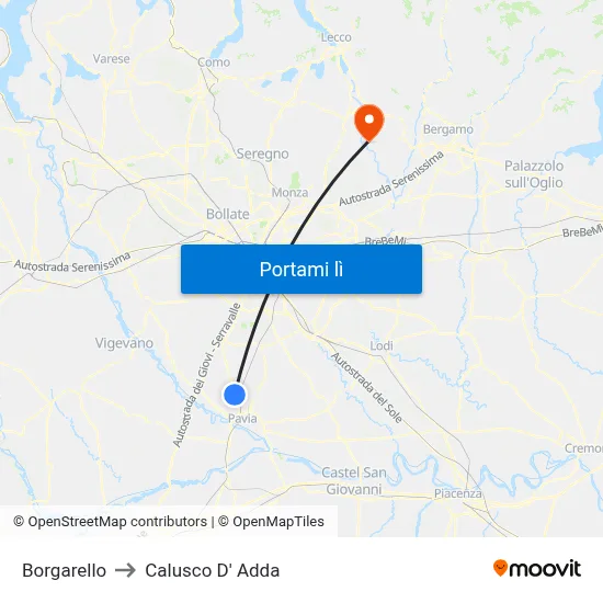 Borgarello to Calusco D' Adda map