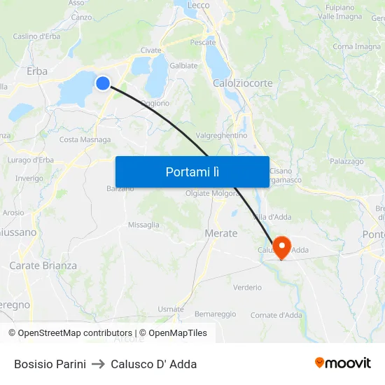 Bosisio Parini to Calusco D' Adda map