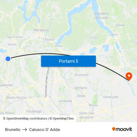 Brunello to Calusco D' Adda map