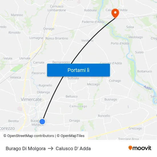 Burago Di Molgora to Calusco D' Adda map