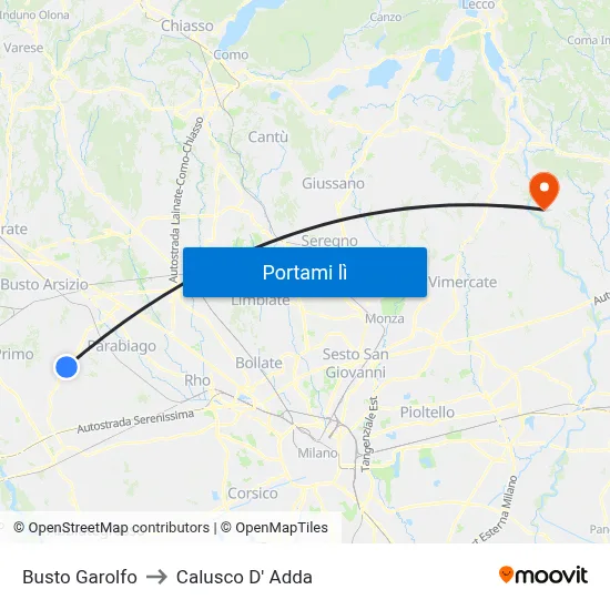 Busto Garolfo to Calusco D' Adda map