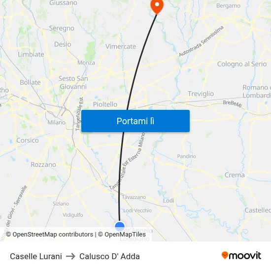 Caselle Lurani to Calusco D' Adda map