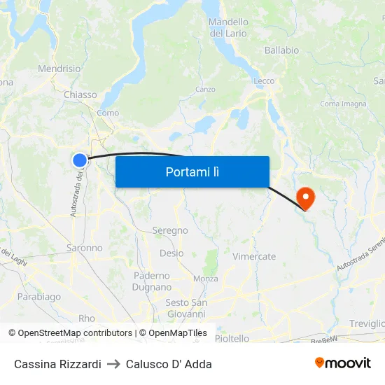 Cassina Rizzardi to Calusco D' Adda map