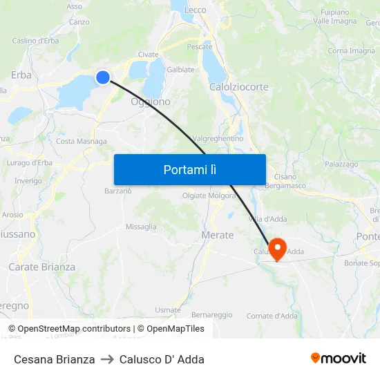 Cesana Brianza to Calusco D' Adda map