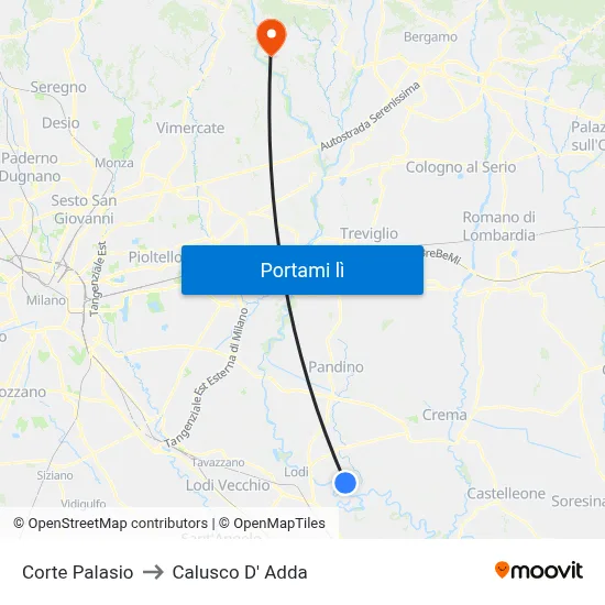 Corte Palasio to Calusco D' Adda map