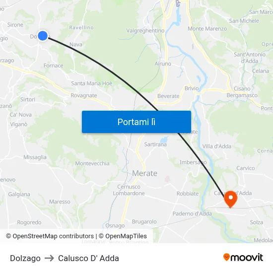 Dolzago to Calusco D' Adda map