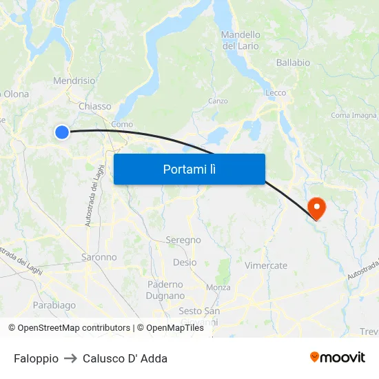 Faloppio to Calusco D' Adda map