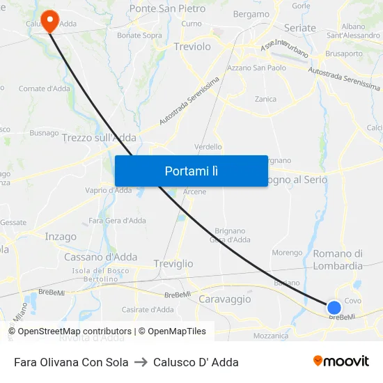 Fara Olivana Con Sola to Calusco D' Adda map