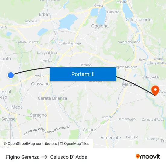 Figino Serenza to Calusco D' Adda map