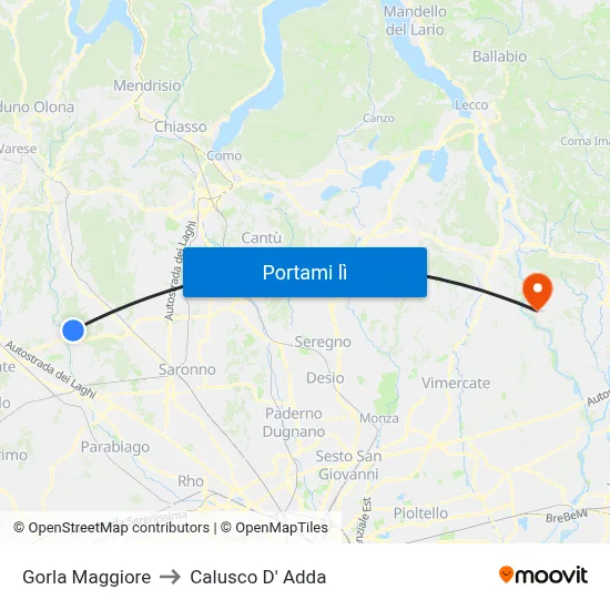 Gorla Maggiore to Calusco D' Adda map