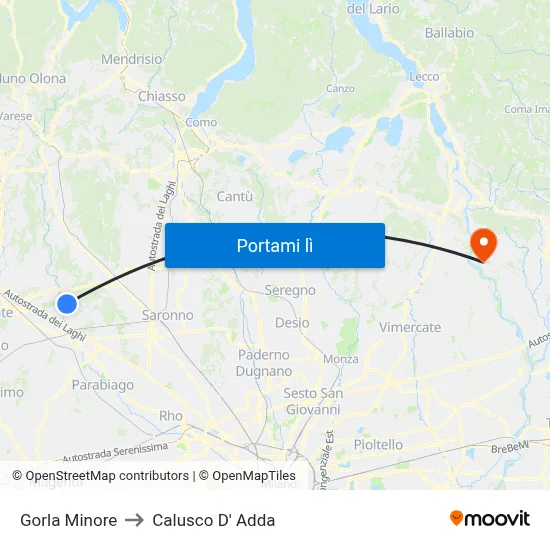 Gorla Minore to Calusco D' Adda map