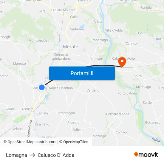 Lomagna to Calusco D' Adda map