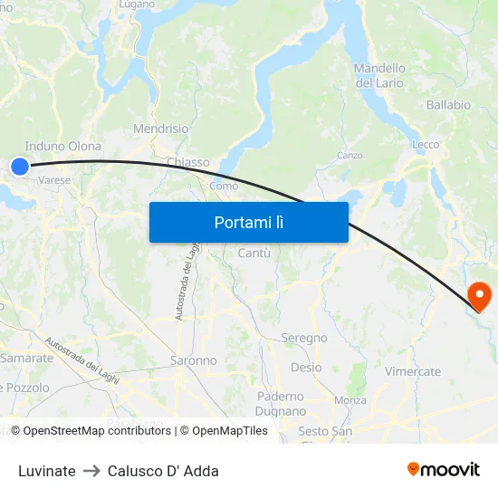 Luvinate to Calusco D' Adda map