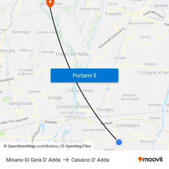 Misano Di Gera D' Adda to Calusco D' Adda map