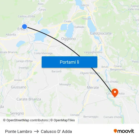 Ponte Lambro to Calusco D' Adda map