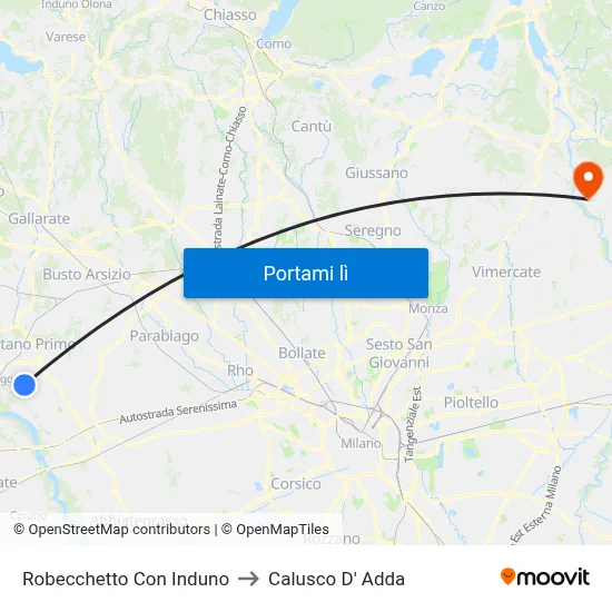 Robecchetto Con Induno to Calusco D' Adda map