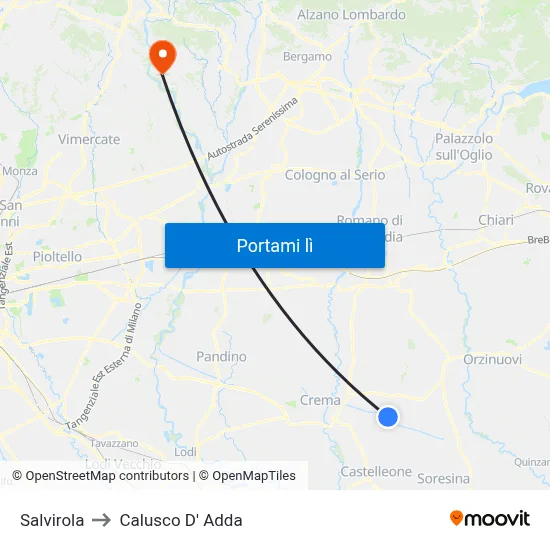 Salvirola to Calusco D' Adda map
