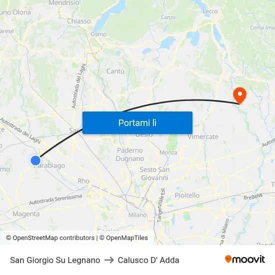 San Giorgio Su Legnano to Calusco D' Adda map
