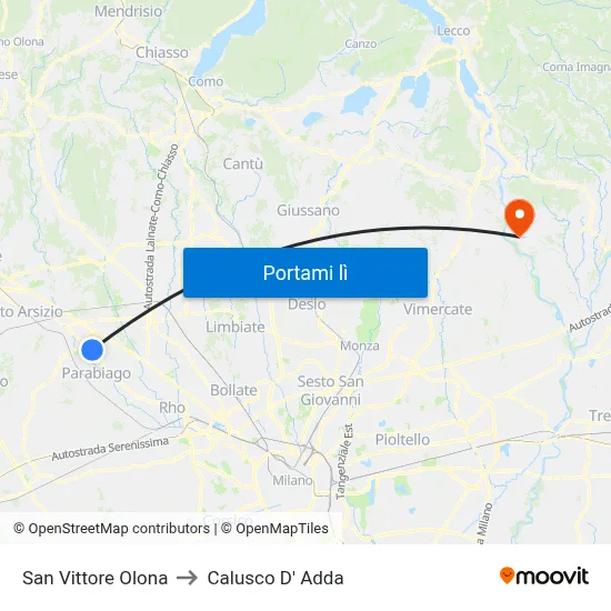 San Vittore Olona to Calusco D' Adda map