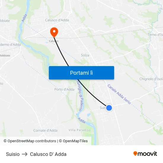 Suisio to Calusco D' Adda map