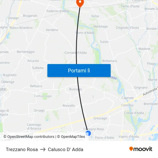 Trezzano Rosa to Calusco D' Adda map