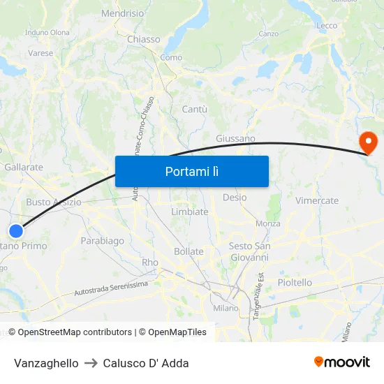 Vanzaghello to Calusco D' Adda map
