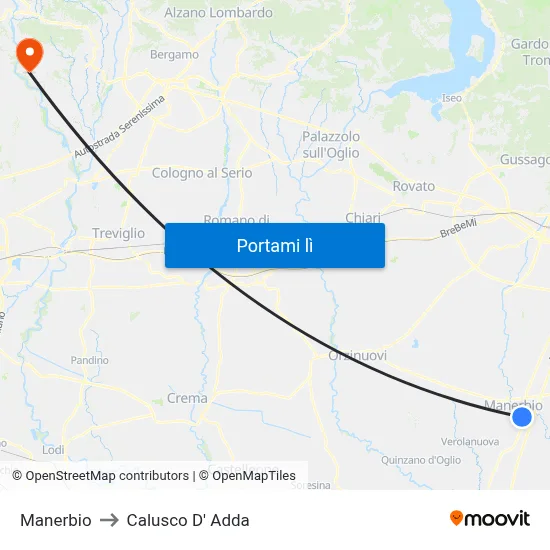 Manerbio to Calusco D' Adda map