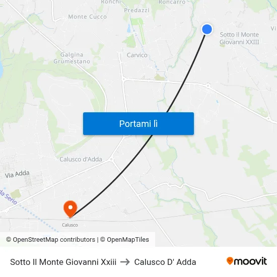 Sotto Il Monte Giovanni Xxiii to Calusco D' Adda map