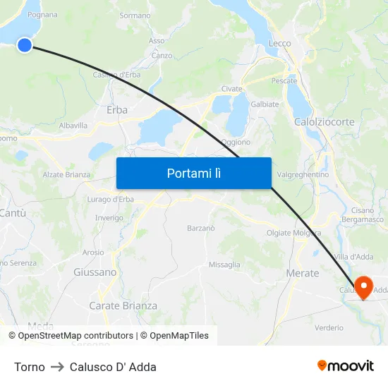 Torno to Calusco D' Adda map