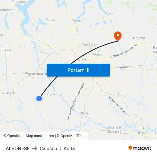 ALBONESE to Calusco D' Adda map