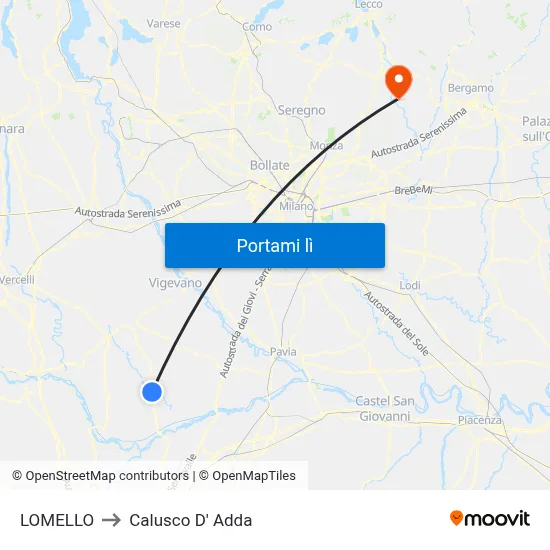 LOMELLO to Calusco D' Adda map