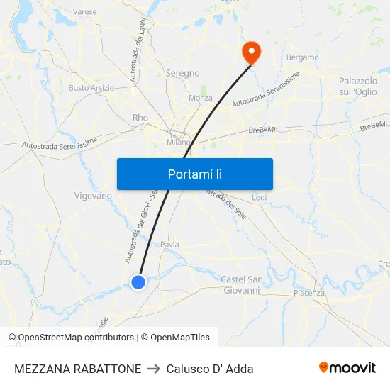MEZZANA RABATTONE to Calusco D' Adda map