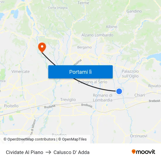 Cividate Al Piano to Calusco D' Adda map